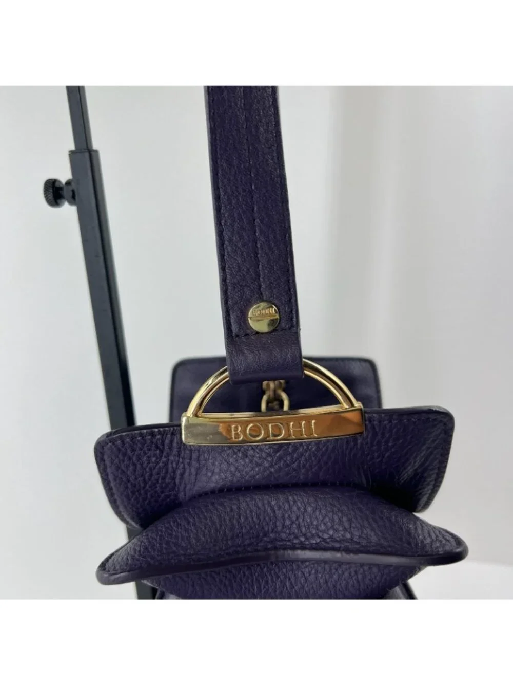 Bodhi Tiered Ruffle Hobo Shoulder Bag Womens Genuine Pebbled Leather Dark Purple